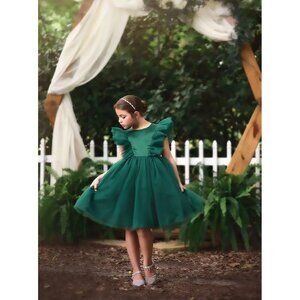 Trish Scully Girls Green Glitter Emerald Party Holiday Photoshoot Dress Size 6